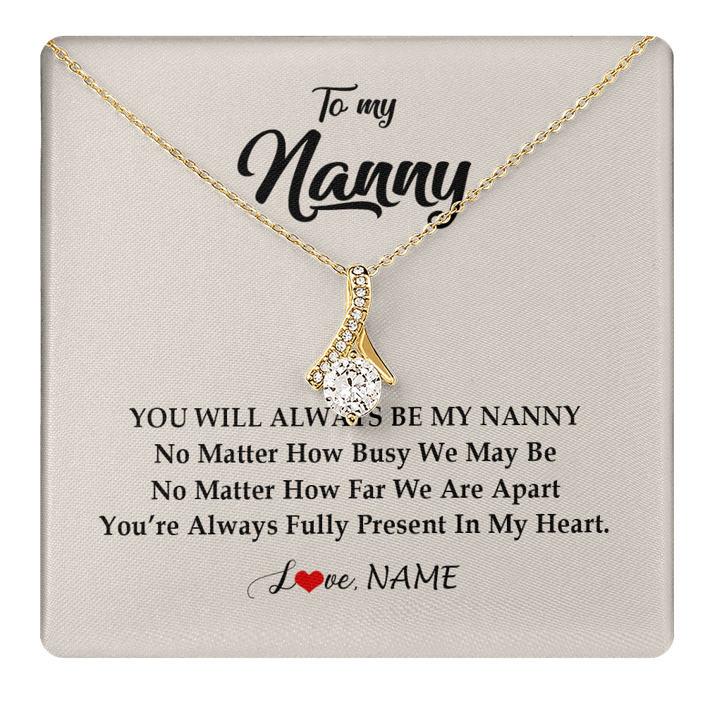 Alluring Beauty Necklace 18K Yellow Gold Finish | 1 | Personalized Nanny Necklace You're Always In My Heart Nanny Birthday Mothers Day Christmas Jewelry Pendant Customized Gift Box Message Card | teecentury