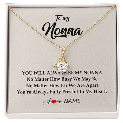 Alluring Beauty Necklace 18K Yellow Gold Finish | Personalized Nonna Necklace From Grandkids Granddaughter Grandson You're Always In My Heart Nonna Birthday Mothers Day Jewelry Customized Gift Box Message Card | teecentury