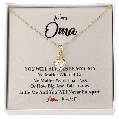 Alluring Beauty Necklace 18K Yellow Gold Finish | Personalized Oma Necklace From Grandkids Granddaughter Grandson You Will Always Be My Oma Birthday Mothers Day Christmas Customized Gift Box Message Card | teecentury