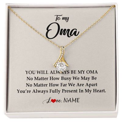 Alluring Beauty Necklace 18K Yellow Gold Finish | Personalized Oma Necklace From Grandkids Granddaughter Grandson You're Always In My Heart Oma Birthday Mothers Day Christmas Customized Gift Box Message Card | teecentury