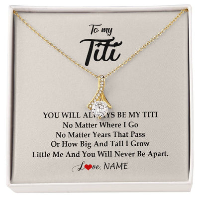 Alluring Beauty Necklace 18K Yellow Gold Finish | Personalized Titi Necklace From Niece Nephew You Will Always Be My Titi Birthday Mothers Day Christmas Customized Gift Box Message Card | teecentury