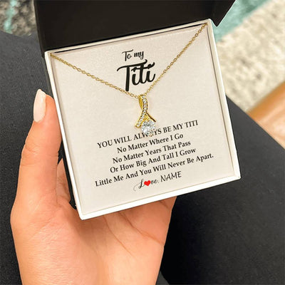 Alluring Beauty Necklace 18K Yellow Gold Finish | Personalized Titi Necklace From Niece Nephew You Will Always Be My Titi Birthday Mothers Day Christmas Customized Gift Box Message Card | teecentury