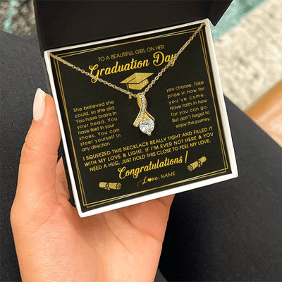 Alluring Beauty Necklace 18K Yellow Gold Finish | Personalized To A Beautiful Girl On Her Graduation Day Necklace For Daughter Granddaughter Sister Bonus Daughter Jewelry Customized Gift Box Message Card | teecentury