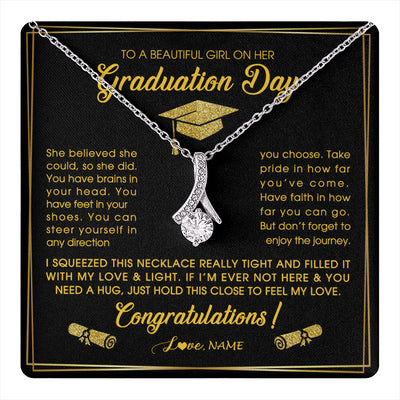 Alluring Beauty Necklace 14K White Gold Finish | 1 | Personalized To A Beautiful Women On Her Graduation Day Necklace For Daughter Granddaughter Sister Bonus Daughter Jewelry Customized Gift Box Message Card | teecentury
