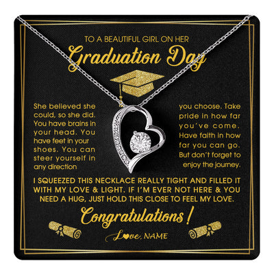 Forever Love Necklace 14K White Gold Finish | 1 | Personalized To A Beautiful Women On Her Graduation Day Necklace For Daughter Granddaughter Sister Bonus Daughter Jewelry Customized Gift Box Message Card | teecentury