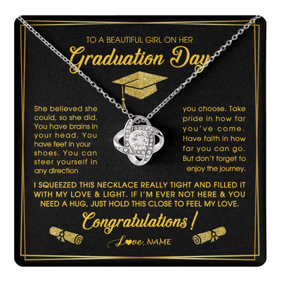 Love Knot Necklace 14K White Gold Finish | 1 | Personalized To A Beautiful Women On Her Graduation Day Necklace For Daughter Granddaughter Sister Bonus Daughter Jewelry Customized Gift Box Message Card | teecentury