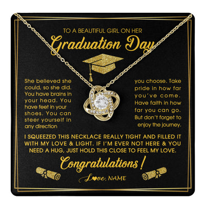 Love Knot Necklace 18K Yellow Gold Finish | 1 | Personalized To A Beautiful Women On Her Graduation Day Necklace For Daughter Granddaughter Sister Bonus Daughter Jewelry Customized Gift Box Message Card | teecentury