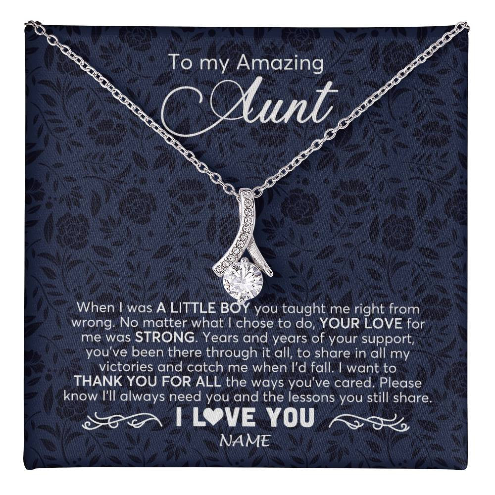 Alluring Beauty Necklace 14K White Gold Finish | 1 | Personalized To My Amazing Aunt Necklace From Nephew When I Was A Little Boy Aunt Birthday Mothers Day Christmas Jewelry Customized Gift Box Message Card | teecentury