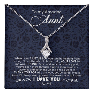Alluring Beauty Necklace 14K White Gold Finish | 1 | Personalized To My Amazing Aunt Necklace From Nephew When I Was A Little Boy Aunt Birthday Mothers Day Christmas Jewelry Customized Gift Box Message Card | teecentury