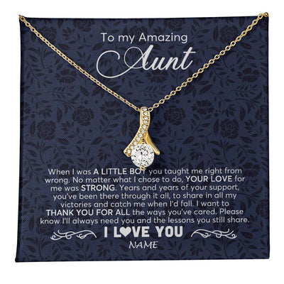 Alluring Beauty Necklace 18K Yellow Gold Finish | 1 | Personalized To My Amazing Aunt Necklace From Nephew When I Was A Little Boy Aunt Birthday Mothers Day Christmas Jewelry Customized Gift Box Message Card | teecentury