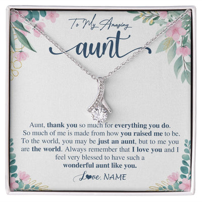 Alluring Beauty Necklace | Personalized To My Amazing Aunt Necklace From Niece Nephew Thank You For Everything You Do Aunt Mothers Day Birthday Christmas Customized Gift Box Message Card | teecentury