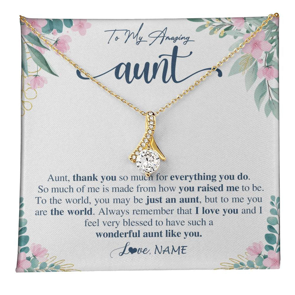 Alluring Beauty Necklace 18K Yellow Gold Finish | 1 | Personalized To My Amazing Aunt Necklace From Niece Nephew Thank You For Everything You Do Aunt Mothers Day Birthday Christmas Customized Gift Box Message Card | teecentury
