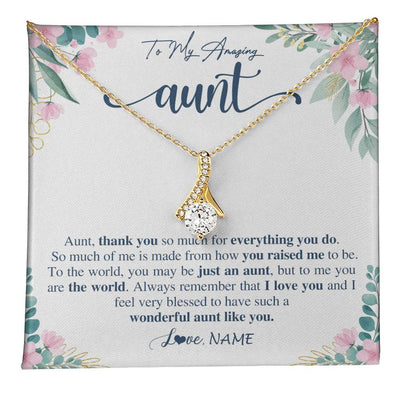 Alluring Beauty Necklace 18K Yellow Gold Finish | 1 | Personalized To My Amazing Aunt Necklace From Niece Nephew Thank You For Everything You Do Aunt Mothers Day Birthday Christmas Customized Gift Box Message Card | teecentury