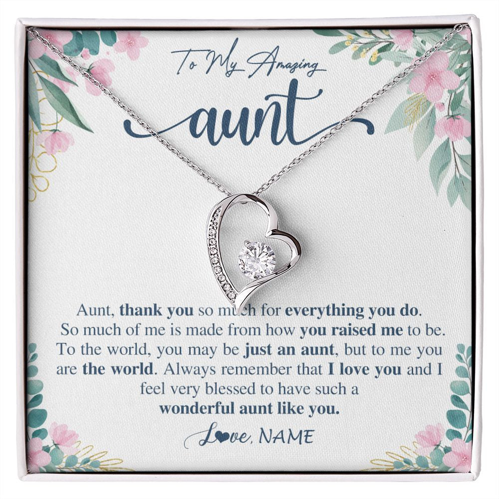 Forever Love Necklace | Personalized To My Amazing Aunt Necklace From Niece Nephew Thank You For Everything You Do Aunt Mothers Day Birthday Christmas Customized Gift Box Message Card | teecentury