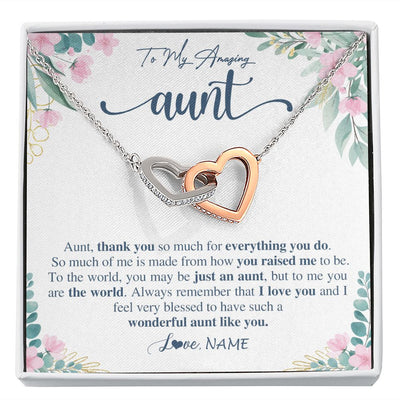 Interlocking Hearts Necklace | Personalized To My Amazing Aunt Necklace From Niece Nephew Thank You For Everything You Do Aunt Mothers Day Birthday Christmas Customized Gift Box Message Card | teecentury