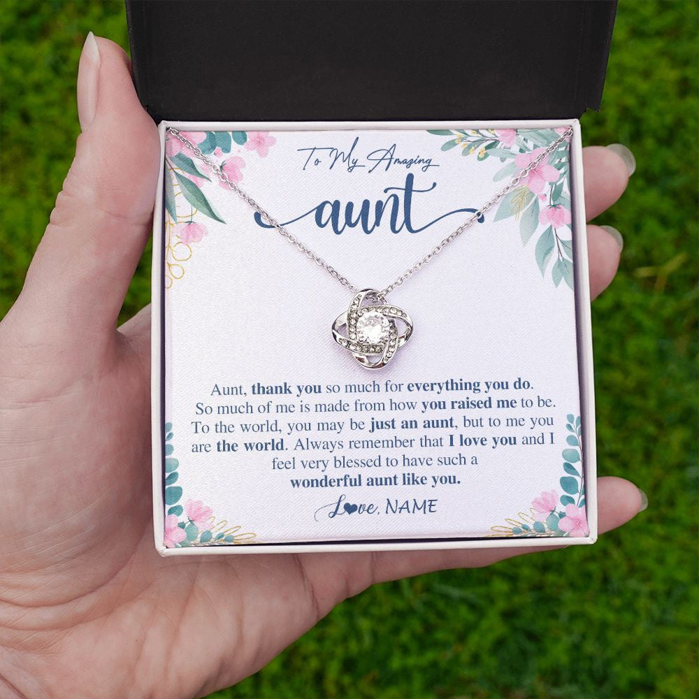 Love Knot Necklace | Personalized To My Amazing Aunt Necklace From Niece Nephew Thank You For Everything You Do Aunt Mothers Day Birthday Christmas Customized Gift Box Message Card | teecentury