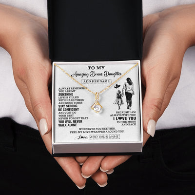 Alluring Beauty Necklace 18K Yellow Gold Finish | 2 | Personalized To My Amazing Bonus Daughter Necklace From Bonus Mom Stepmom Woman It A Big Hug Stepdaughter Birthday Gifts Christmas Custom Gift Box Message Card | https://teecentury.