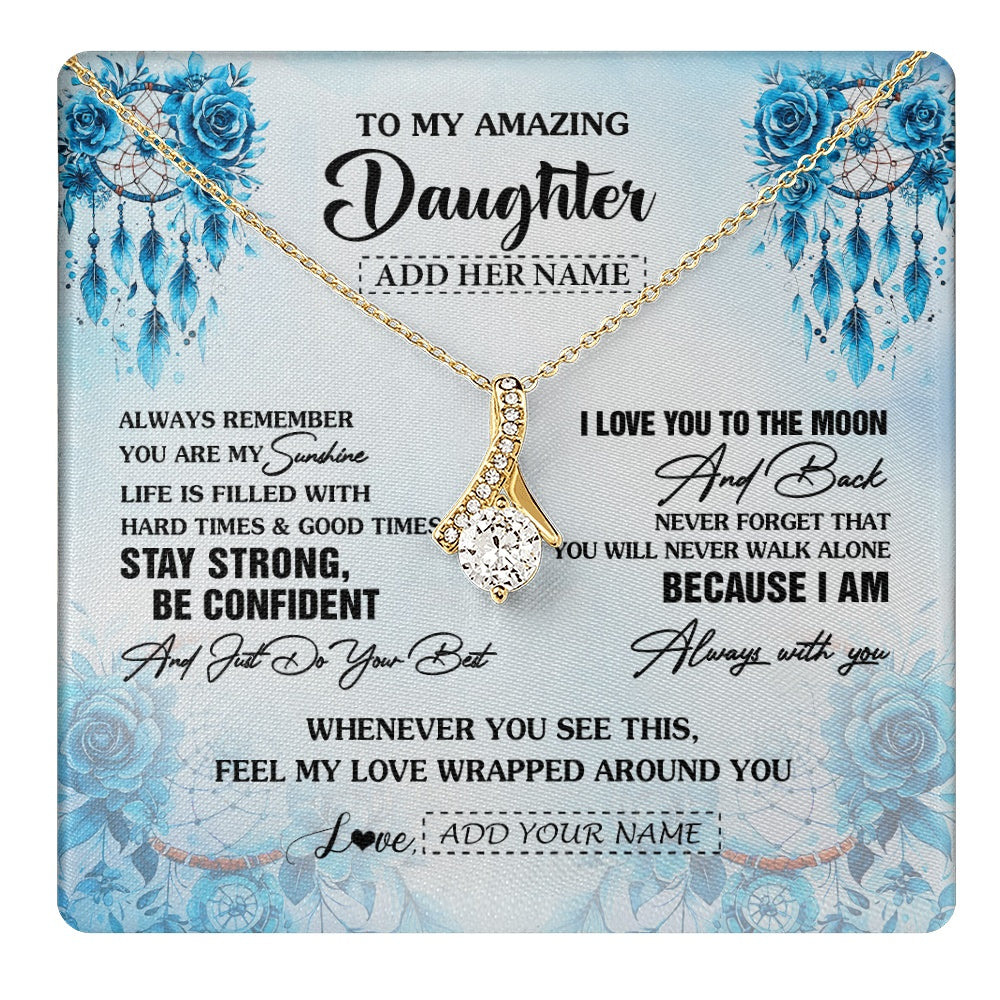 Alluring Beauty Necklace 18K Yellow Gold Finish | 1 | Personalized To My Amazing Daughter Necklace From Dad Mom Mother Dream Catcher It A Big Hug Daughter Birthday Gifts Christmas Customized Gift Box Message Card | https://teecentury.