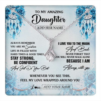 Alluring Beauty Necklace 14K White Gold Finish | 1 | Personalized To My Amazing Daughter Necklace From Dad Mom Mother Dream Catcher It A Big Hug Daughter Birthday Gifts Christmas Customized Gift Box Message Card | https://teecentury.