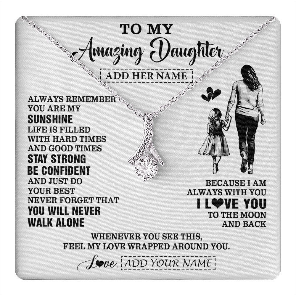 Alluring Beauty Necklace 14K White Gold Finish | 1 | Personalized To My Amazing Daughter Necklace From Mom Mother Woman It A Big Hug Daughter Birthday Gifts Graduation Christmas Custom Gift Box Message Card | https://teecentury.