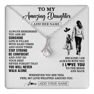 Alluring Beauty Necklace 14K White Gold Finish | 1 | Personalized To My Amazing Daughter Necklace From Mom Mother Woman It A Big Hug Daughter Birthday Gifts Graduation Christmas Custom Gift Box Message Card | https://teecentury.