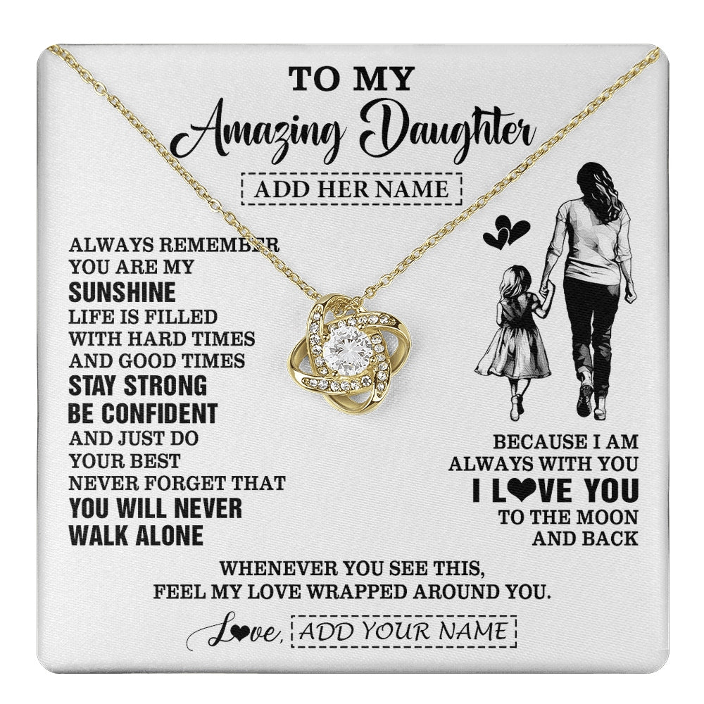 Love Knot Necklace 18K Yellow Gold Finish | 1 | Personalized To My Amazing Daughter Necklace From Mom Mother Woman It A Big Hug Daughter Birthday Gifts Graduation Christmas Custom Gift Box Message Card | https://teecentury.