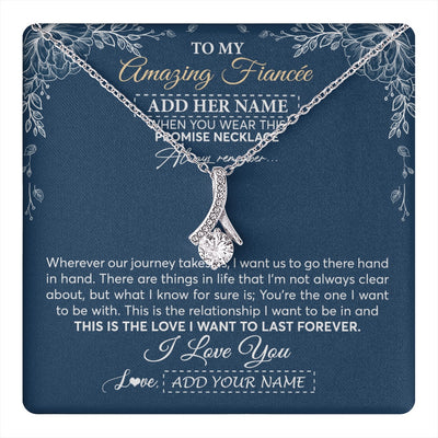 Alluring Beauty Necklace 14K White Gold Finish | 1 | Personalized To My Amazing Fiancee Necklace From Fiance Promise Necklace Birthday Gifts For Fiancee For Her Valentines Christmas Custom Gift Box Message Card | https://teecentury.