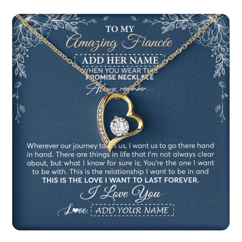Forever Love Necklace 18K Yellow Gold Finish | 1 | Personalized To My Amazing Fiancee Necklace From Fiance Promise Necklace Birthday Gifts For Fiancee For Her Valentines Christmas Custom Gift Box Message Card | https://teecentury.