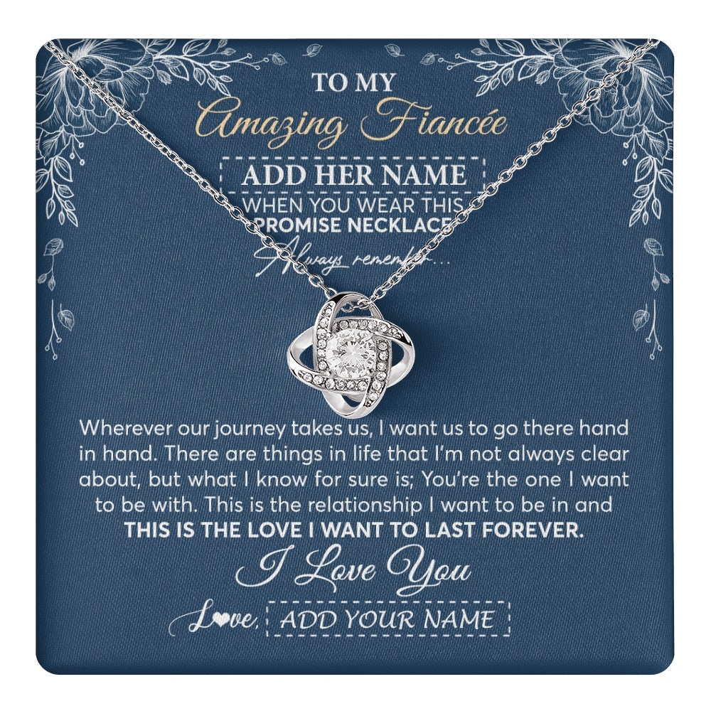 Love Knot Necklace 14K White Gold Finish | 1 | Personalized To My Amazing Fiancee Necklace From Fiance Promise Necklace Birthday Gifts For Fiancee For Her Valentines Christmas Custom Gift Box Message Card | https://teecentury.