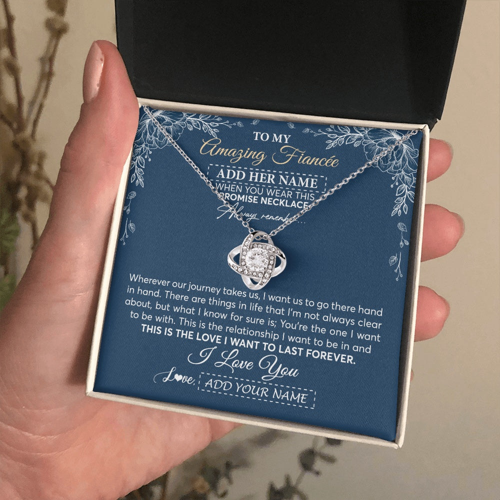 Love Knot Necklace 14K White Gold Finish | 2 | Personalized To My Amazing Fiancee Necklace From Fiance Promise Necklace Birthday Gifts For Fiancee For Her Valentines Christmas Custom Gift Box Message Card | https://teecentury.