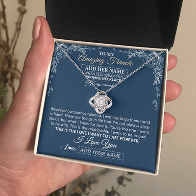 Love Knot Necklace 14K White Gold Finish | 2 | Personalized To My Amazing Fiancee Necklace From Fiance Promise Necklace Birthday Gifts For Fiancee For Her Valentines Christmas Custom Gift Box Message Card | https://teecentury.