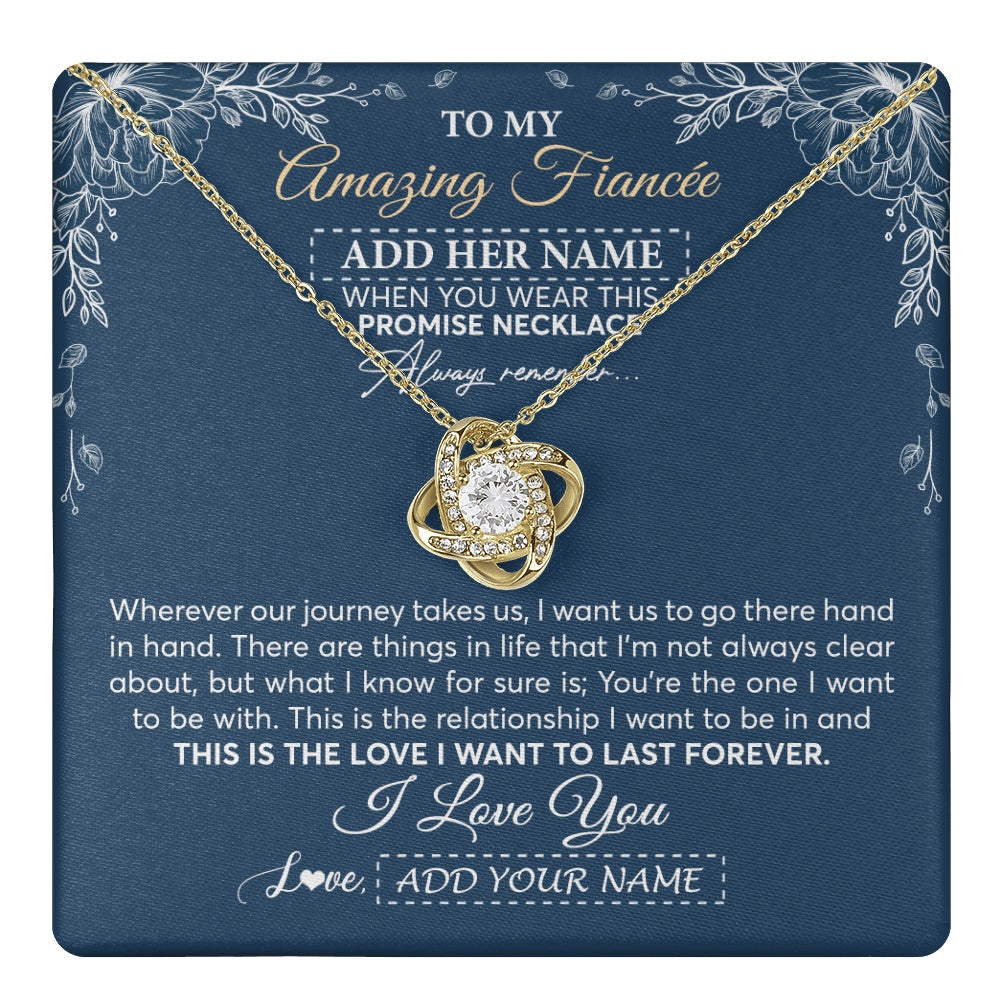 Love Knot Necklace 18K Yellow Gold Finish | 1 | Personalized To My Amazing Fiancee Necklace From Fiance Promise Necklace Birthday Gifts For Fiancee For Her Valentines Christmas Custom Gift Box Message Card | https://teecentury.