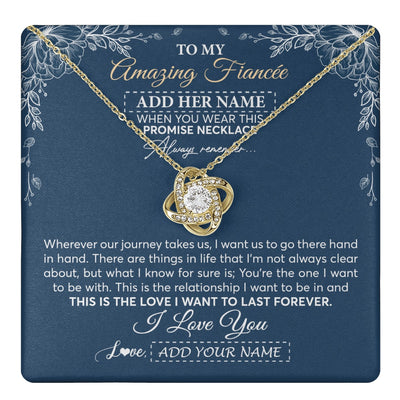 Love Knot Necklace 18K Yellow Gold Finish | 1 | Personalized To My Amazing Fiancee Necklace From Fiance Promise Necklace Birthday Gifts For Fiancee For Her Valentines Christmas Custom Gift Box Message Card | https://teecentury.