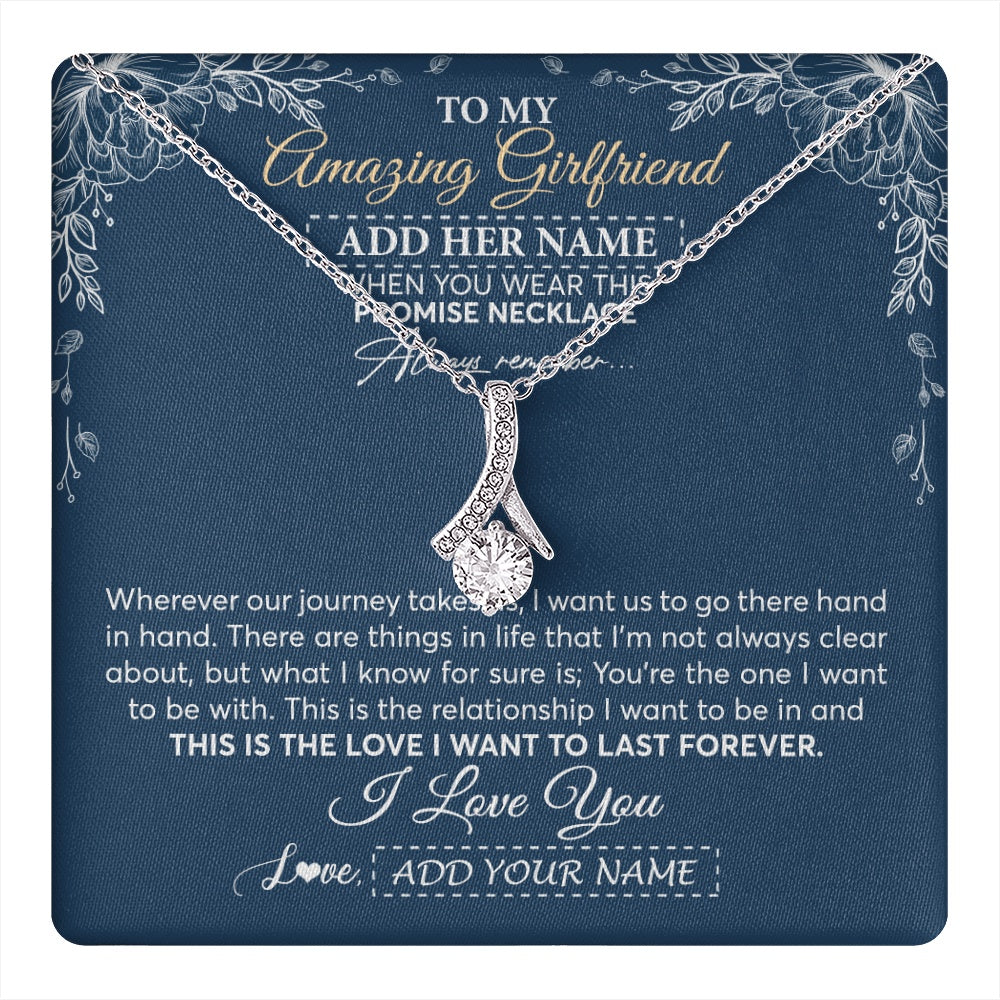 Alluring Beauty Necklace 14K White Gold Finish | 1 | Personalized To My Amazing Girlfriend Necklace From Boyfriend Promise Necklace Birthday Gifts For Girlfriend Valentines Christmas Custom Gift Box Message Card | https://teecentury.