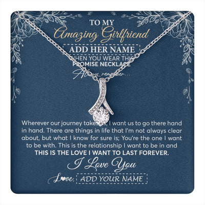 Alluring Beauty Necklace 14K White Gold Finish | 1 | Personalized To My Amazing Girlfriend Necklace From Boyfriend Promise Necklace Birthday Gifts For Girlfriend Valentines Christmas Custom Gift Box Message Card | https://teecentury.