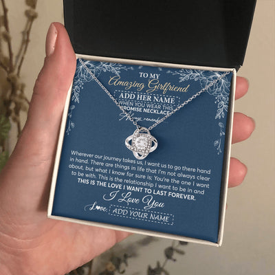Love Knot Necklace 14K White Gold Finish | 2 | Personalized To My Amazing Girlfriend Necklace From Boyfriend Promise Necklace Birthday Gifts For Girlfriend Valentines Christmas Custom Gift Box Message Card | https://teecentury.
