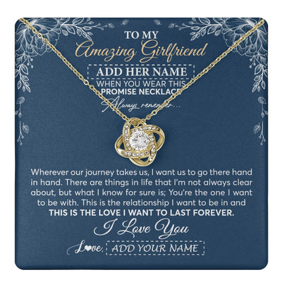 Love Knot Necklace 18K Yellow Gold Finish | 1 | Personalized To My Amazing Girlfriend Necklace From Boyfriend Promise Necklace Birthday Gifts For Girlfriend Valentines Christmas Custom Gift Box Message Card | https://teecentury.