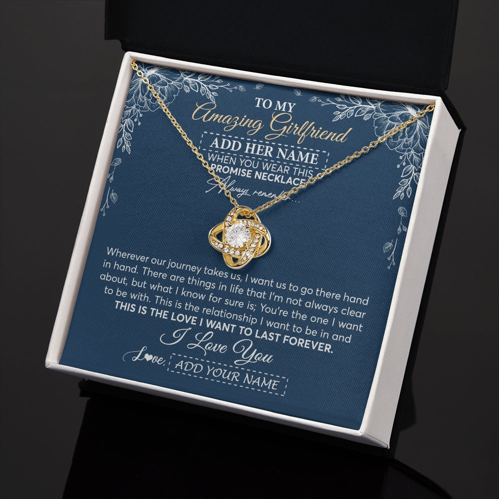 Love Knot Necklace 18K Yellow Gold Finish | 2 | Personalized To My Amazing Girlfriend Necklace From Boyfriend Promise Necklace Birthday Gifts For Girlfriend Valentines Christmas Custom Gift Box Message Card | https://teecentury.
