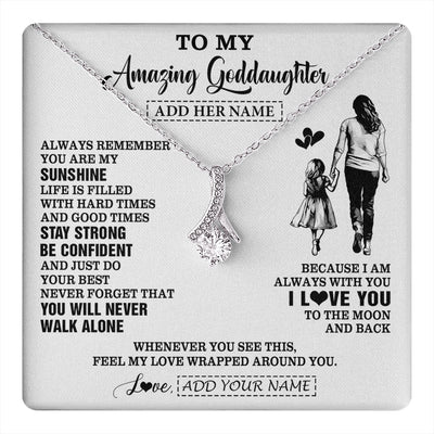 Alluring Beauty Necklace 14K White Gold Finish | 1 | Personalized To My Amazing Goddaughter Necklace From Godmother Aunt Woman It A Big Hug Goddaughter Birthday Gifts Graduation Christmas Gift Box Message Card | https://teecentury.