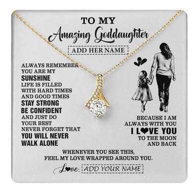 Alluring Beauty Necklace 18K Yellow Gold Finish | 1 | Personalized To My Amazing Goddaughter Necklace From Godmother Aunt Woman It A Big Hug Goddaughter Birthday Gifts Graduation Christmas Gift Box Message Card | https://teecentury.