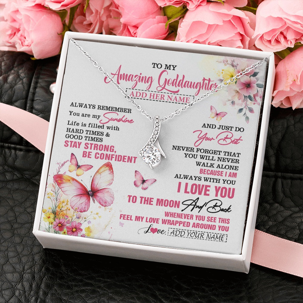 Alluring Beauty Necklace 14K White Gold Finish | 2 | Personalized To My Amazing Goddaughter Necklace From Godmother Uncle Butterfly It A Big Hug Goddaughter Birthday Gifts Christmas Custom Gift Box Message Card | https://teecentury.