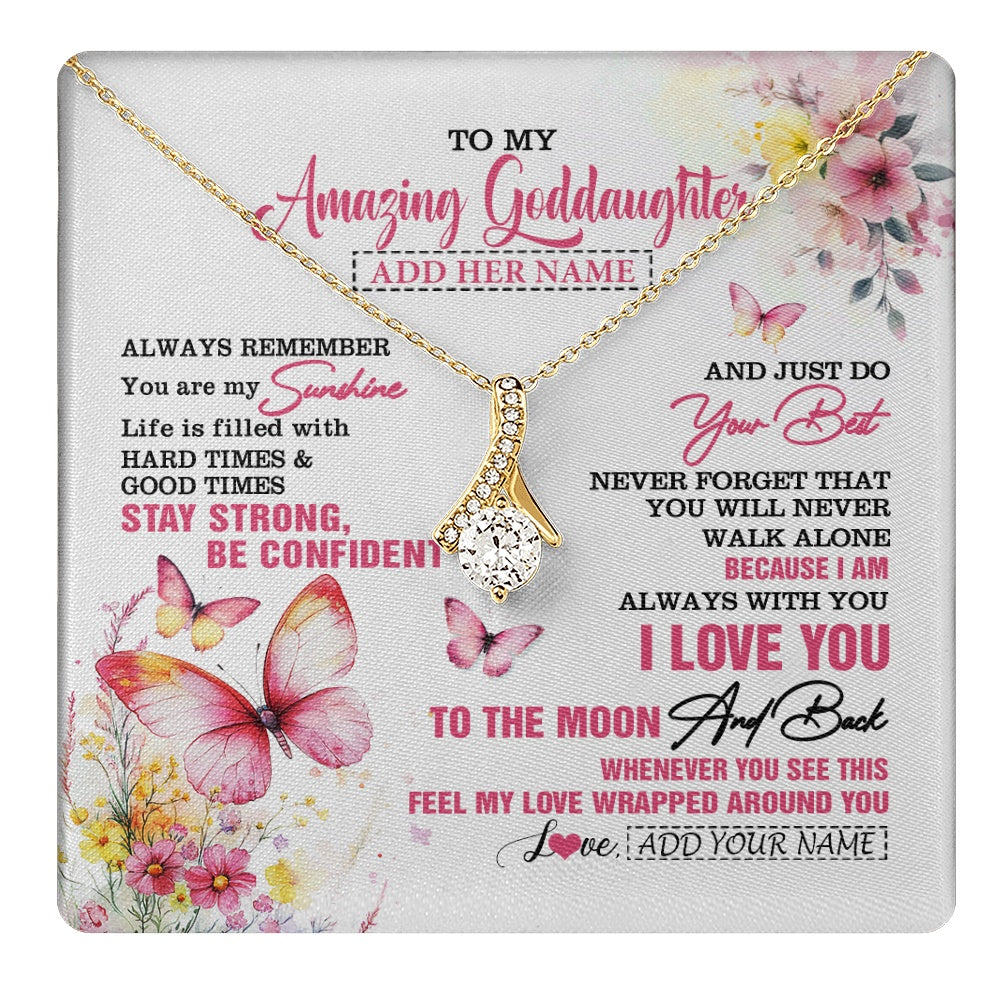Alluring Beauty Necklace 18K Yellow Gold Finish | 1 | Personalized To My Amazing Goddaughter Necklace From Godmother Uncle Butterfly It A Big Hug Goddaughter Birthday Gifts Christmas Custom Gift Box Message Card | https://teecentury.