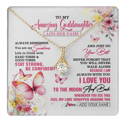 Alluring Beauty Necklace 18K Yellow Gold Finish | 1 | Personalized To My Amazing Goddaughter Necklace From Godmother Uncle Butterfly It A Big Hug Goddaughter Birthday Gifts Christmas Custom Gift Box Message Card | https://teecentury.