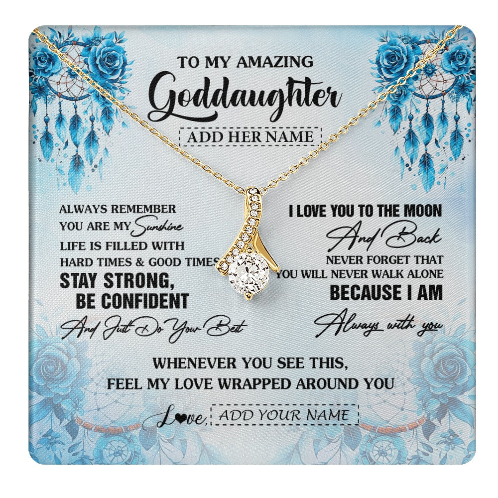 Alluring Beauty Necklace 18K Yellow Gold Finish | 1 | Personalized To My Amazing Goddaughter Necklace From Godmother Uncle Dream Catcher It A Big Hug Goddaughter Birthday Gifts Christmas Gift Box Message Card | https://teecentury.