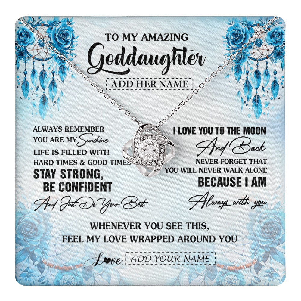 Love Knot Necklace 14K White Gold Finish | 1 | Personalized To My Amazing Goddaughter Necklace From Godmother Uncle Dream Catcher It A Big Hug Goddaughter Birthday Gifts Christmas Gift Box Message Card | https://teecentury.