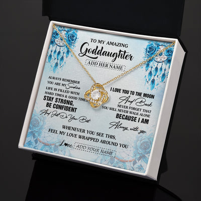 Love Knot Necklace 18K Yellow Gold Finish | 2 | Personalized To My Amazing Goddaughter Necklace From Godmother Uncle Dream Catcher It A Big Hug Goddaughter Birthday Gifts Christmas Gift Box Message Card | https://teecentury.