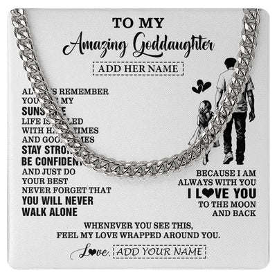 Cuban Link Chain Necklace Stainless Steel | 1 | Personalized To My Amazing Goddaughter Necklace From Uncle Godfather Man It A Big Hug Goddaughter Birthday Gifts Graduation Christmas Gift Box Message Card | https://teecentury.
