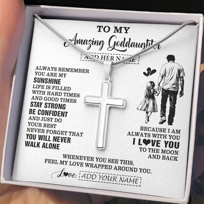 Stainless Cross Necklace Stainless Steel | 2 | Personalized To My Amazing Goddaughter Necklace From Uncle Godfather Man It A Big Hug Goddaughter Birthday Gifts Graduation Christmas Gift Box Message Card | https://teecentury.