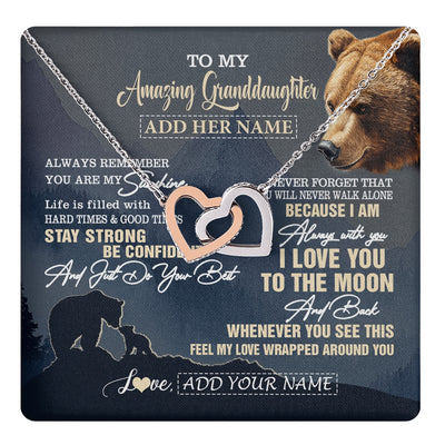 Interlocking Hearts Necklace Stainless Steel & Rose Gold Finish | 1 | Personalized To My Amazing Granddaughter Necklace From Grandma Grandpa Bear It A Big Hug Granddaughter Birthday Gifts Christmas Custom Gift Box Message Card | https://teecentury.