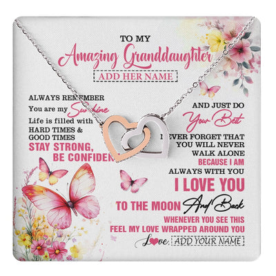 Interlocking Hearts Necklace Stainless Steel & Rose Gold Finish | 1 | Personalized To My Amazing Granddaughter Necklace From Grandma Grandpa Butterfly It A Big Hug Granddaughter Birthday Gifts Christmas Gift Box Message Card | https://teecentury.